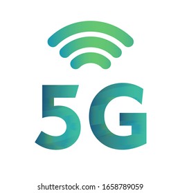 Blue vector technology icon network sign 5G. Illustration 5g internet symbol in minimalism style.