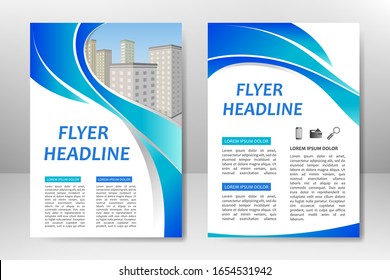 Blue Vector Template Design For Business Brochure, Flyer, Poster, Booklet, Presentation, Annual Report, Magazine Cover, Team Educational Training. A4