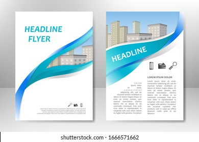 Diseño de plantilla vectorial azul para folletos de negocios, volante, póster, folleto, presentación, informe anual, portada de revista, formación en equipo. A4
