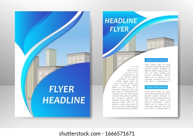 Blue vector template design for business brochure, flyer, poster, booklet, presentation, annual report, magazine cover, team educational training. A4