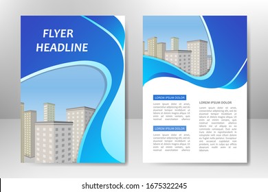 Blue vector template design for business brochure, flyer, poster, booklet, presentation, annual report, magazine cover, team educational training. A4