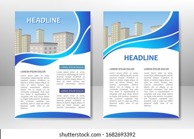 Blue Vektorillustration Template Design für Geschäftsbroschüre, Flyer, Poster, Präsentation, Geschäftsbericht, Titelblatt. A4