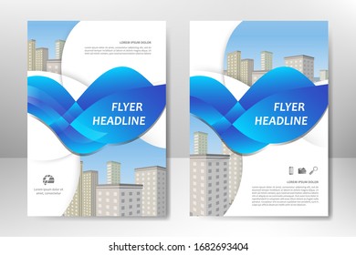 Blue vector template design for business brochure, flyer, poster, presentation, annual report, magazine cover. A4