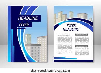Blue vector template design for business brochure, flyer, poster, booklet, presentation, annual report, magazine cover, team educational training. A4