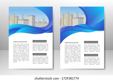 Diseño de plantillas de vector azul para folletos de negocios, volante, afiche, folleto, presentación, informe anual, portada de revista, formación de equipo. A4