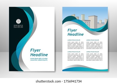 Blue vector template design for business brochure, flyer, poster, booklet, presentation, annual report, magazine cover, team educational training. A4