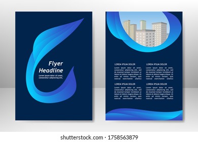 Blue vector template design for business brochure, flyer, poster, booklet, presentation, annual report, magazine cover, team educational training. A4