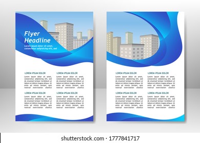 Diseño de plantillas de vector azul para folletos de negocios, volante, afiche, folleto, presentación, informe anual, portada de revista, formación de equipo. A4