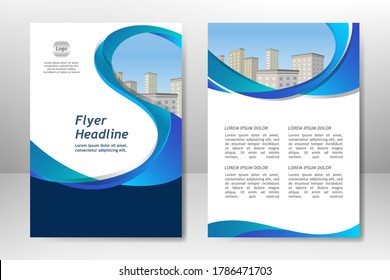Blue vector template design for business brochure, flyer, poster, booklet, presentation, annual report, magazine cover, team educational training. A4