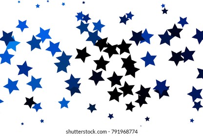 BLUE vector template with sky stars. Shining colored illustration with stars. The pattern can be used for websites.