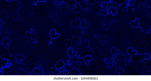 BLUE vector texture with women's rights symbols. Illustration with signs of women's strength and power. Design for International Women’s Day.