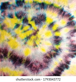 Blue Vector Tie Dye. Circle Colorful Print. Colorful 1960s Swirl. Hippie Spiral Swirl. Black Swirl Watercolour. Spiral Dirty Circle. Yellow Pink Tie Die. Spiral Dyed Print. Vector Old Background