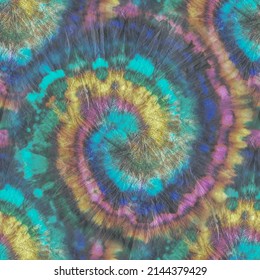 Blue Vector Tie Dye. Circle Spiral Swirl. Tie Dye Old Background. Green Blue Texture. Spiral Dyed Print. Circle Seamless Stripe. Blue Curve Tie Dye. Seamless Dyed Grunge Round. Spiral Tye Dye Circle