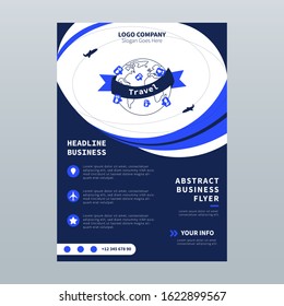Blue vector travel flyer template