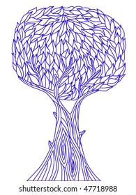 blue vector tree on white background