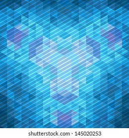 Blue  vector triangle pattern background. Greeting card