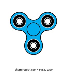 Blue vector triple spinner fidget toy icon.
