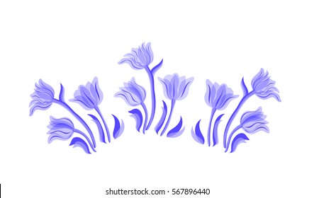 Blue vector tulips. Tulips flowers illustration. Vector set. Isolated spring tulip