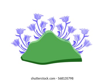 Blue vector tulips. Tulips flowers illustration. Vintage set. Isolated spring vintage tulip