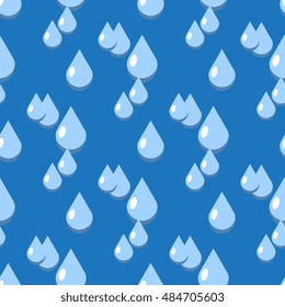 Blue vector water drops seamless pattern. Liquid dew clear illustration