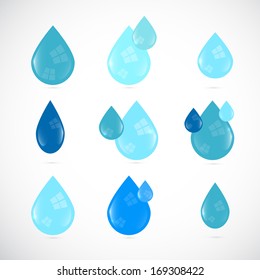 Blue Vector Water Drops Symbols Set