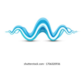 Blaues Vektorillustration-Wasser- oder Tonwellensymbol einzeln auf weißem Hintergrund.