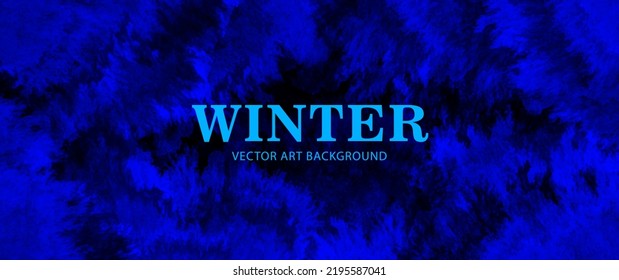 Blue vector watercolor art background. Hand drawn frosty pattern on glass. Christmas wallpaper design for cards, flyers, poster, banner, cover design, invitation cards, prints. Winter backdrop. Ice.