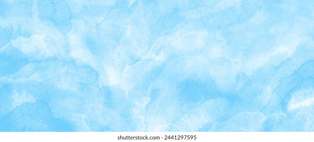 Blue vector watercolor art background for cards, flyer, poster, banner, and cover. Hand drawn blue vector texture with brush strokes and splashes. Painted template for design.