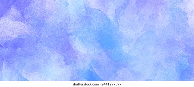 Blue vector watercolor art background for cards, flyer, poster, banner, and cover. Hand drawn blue vector texture with brush strokes and splashes. Painted template for design.