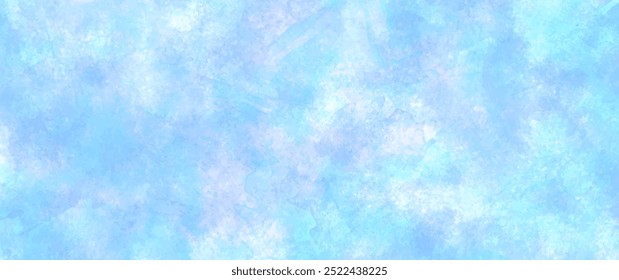Blue vector watercolor art background with brush strokes for cards, flyers, poster, cover design, invitation. Hand drawn watercolor texture wallpaper.