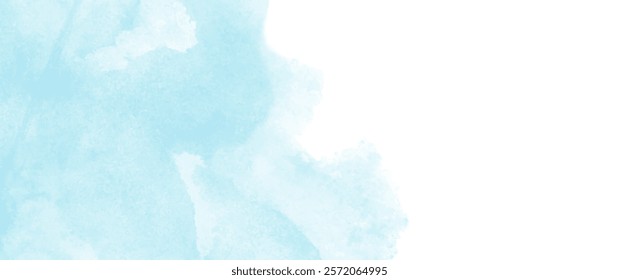 Blue vector watercolor art background. Blue watercolor template for cards, flyer, poster, banner, prestigious voucher and cover. Hand drawn vector texture. Turquoise brushstrokes and splashes.