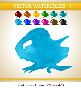 Blue Vector Watercolor Artistic Splash for Design and Decoration. In rainbow color variations.