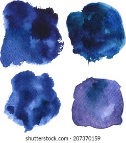 blue vector watercolor background,  abstract composition with stains