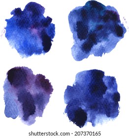 blue vector watercolor background,  abstract composition with stains