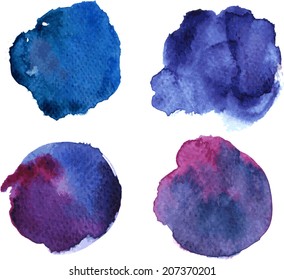 blue vector watercolor background,  vector watercolor composition with stains