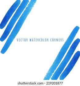 Blue vector watercolor brush strokes strips 