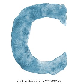 Blue vector  watercolor letter