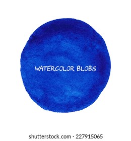 Blue vector watercolor paint circle.