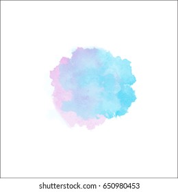 Blue vector watercolor splash texture background isolated. Hand-drawn drop and blob, spot. Watercolor effects. Color grunge stain abstract background. Trace aquarelle on white.