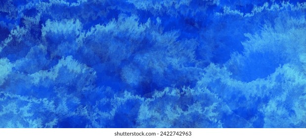 Blue vector watercolor texture for cards. Grunge brushstrokes and splashes. Abstract watercolor banner. Hand painted watercolor background for flyer, poster, brochure, and cover design template.