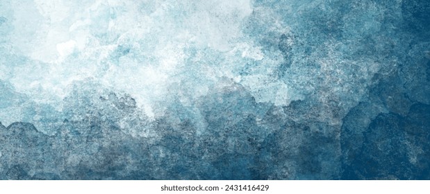 Blue vector watercolor texture for cards. Grunge brushstrokes and splashes. Abstract watercolor banner. Hand painted watercolor background for flyer, poster, brochure, and cover design template.