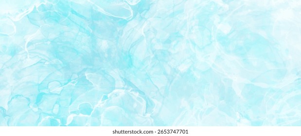Blue vector watercolor texture. Christmas template for design. Winter hand drawn blue abstract vector illustration for background, cover design, poster, cards, flyer, social media, ads.