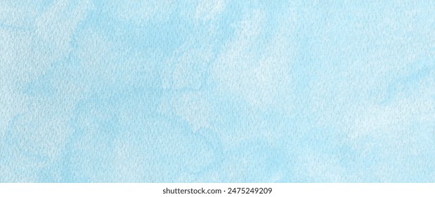 Blue vector watercolor texture with blue sky and white clouds. Hand drawn blue abstract vector illustration. Landscape background for design.