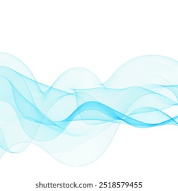 Blue vector wave. Isolated lines on a white background. Layout for advertising.