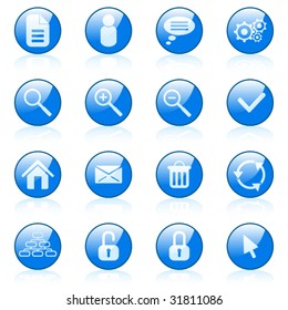 Blue vector web icons set