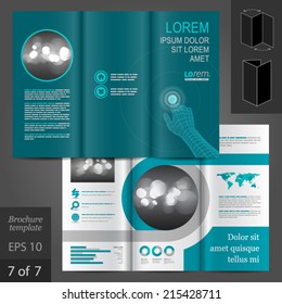 Blue vector white brochure template design. Digital hand touching screen