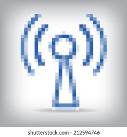 Blue vector wireless and wifi icon for remote access.