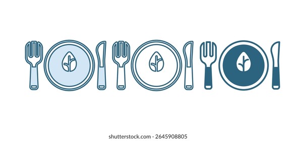 Blue Vegan food diet icon isolated on white background. Organic, bio, eco symbol. Vegan, no meat, lactose free, healthy, fresh and nonviolent food.  Vector