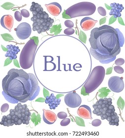 Blue vegetables and fruits. vector