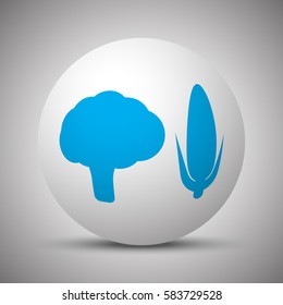 Blue Vegetables icon on white sphere
